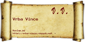 Vrba Vince névjegykártya